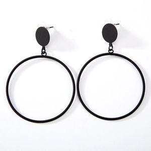 New Dangle Hoop Earrings - Black